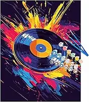 zouewit Paint by Numbers Music, Vinyl Record Paint by Number for Adults, Graffiti Artwork Wall Art, Vinyls Acrylic Painting, Home Wall Decor(16x20inch, Without Frame)