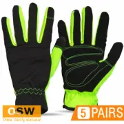 5 x Hi Vis Yellow/Black Multi Purpose Foam Padded Safety Work Gloves Mechanic