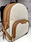 MICHAEL KORS JAYCEE MEDIUM ZIP POCKET BACKPACK BAG LOGO VANILLA LUGGAGE