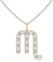 [Angara] Natural Diamond Scorpio Zodiac Sun Sign Pendant Necklace in 14ct Solid Gold for Women (Size: 0.85mm | Colour: K | Clarity: I3) | April Birthstone Jewellery for her