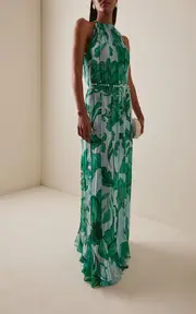 [Francesca Miranda] Ivy-Printed Silk Gown