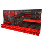 VEVOR Wall Mounted Storage Bins, 30-Bin Parts Rack Organizer Garage Plastic Shop Tool with Wall Panels/Tool Holders/Hooks, Tool Organizer for Nuts, Bo