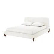 Laryn Puffy Boucle Upholstered Bed Frame - Cream White