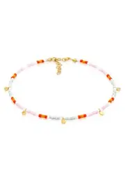 Elli Women Anklet Plate Pendant Beads Multicoloured in 925 Sterling Silver