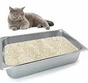 Fhiny Stainless Steel Litter Box for Cat, Large Size with High Sides and Non Slip Rubber Feet Cat Toilet Non Stick Smooth Surface Litter Pan Durable Kitten Supplies 20.8" L x 13" W x 6" H