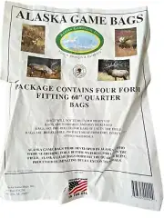 Alaska Game Bags Four Form Fitting 60" Quarter Bags Deer Moose Elk Bear USA Made