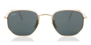 Ray-Ban RB3548N Hexagonal Metal Flat Lenses 001/R5 Men's Sunglasses Gold Size 51