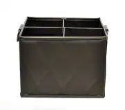 4 Section Tin Square Storage Box, Quilted Pattern-5 5/8"L x 5 5/8"W x 4.5"H.