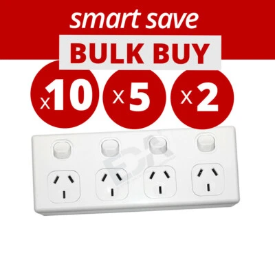 4 Gang GPO Quad Power Point Outlet 3 Pin Socket Outlet with Switches
