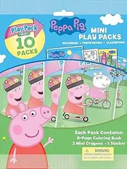 Peppa Pig Mini Play Packs | Peppa Pig Party Favors | Includes Small Coloring Book, 2 Mini Crayons, and a Sticker | 10-Pack