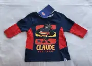 Adelaide Crows AFL Boys Toddler Long Sleeve Mascot Print T Shirt Size 0 New