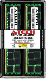 16GB Kit (2X8Gb) DDR3 1600Mhz PC3-12800R ECC RDIMM 2Rx4 Dual Rank 1.5V Registere