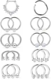 Septum Hoop Nose Rings 16G Horseshoe Nose Septum Rings Clicker Piercing Rings Ea