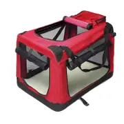 Foldable Pet Carrier Soft Dog Crate Portable Cage Car Travel Bag Kennel Outdoor [Colour: Red] [Size: L]