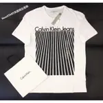 【NEW START精品服飾-員林】CALVIN KLEIN CK 斜線 條紋 字母LOGO 短袖上衣 T恤 短T