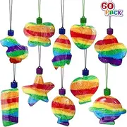 ArtCreativity Sand Art Bottles Necklaces Assortment for Kids, Bulk Pack of 60, Sand Art Craft Kit for Boys and Girls with Dolphin, Star, Heart, and Dinosaur Necklaces, Craft Party Supplies and Favors
