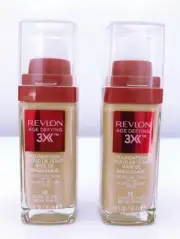 2 X Revlon Age Defying 3X Foundation 55 COOL BEIGE SPF 20 30ml Brand New