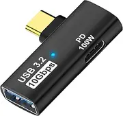 2-in-1 USB C to USB 3.2 Adapter with 100W Charging Port, Thunderbolt 4/3 OTG Converter for Rog Ally, Steam Deck, Quest 2, iPhone 16 15 Series, i-Pad, Mac Book and More Type C Device, Black