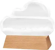 Storm Glass Weather Forecaster Cloud Shape Storm Glass Weather Predictor with Wood Base Decorative Home Weather Station Bottle Ornament for Office Home Decor Gift