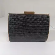 BCBGMAXAZRIA Womens Textured Removable Chain Strap Clutch Shoulder Bag Black