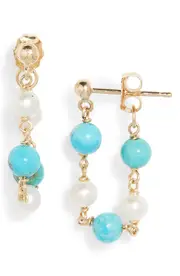 Poppy Finch Turquoise & Pearl Wraparound Hoop Earrings in 14Kyg at Nordstrom One Size
