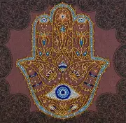 DIY Bead Embroidery Kit Golden Hamsa Beaded stitching needlepoint beadwork