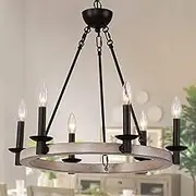 Farmhouse Chandelier Rustic Candle Pendant Light Dining Table Hanging Lamp