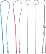WILLBOND 6 Pcs Flexible Drawstring Threader Tool Sewing Loop Kit, Loop Turner Easy Threader Hoodie String Replacement Metal Tweezers Drawstring Puller Tool for Fabric Belt DIY Knitting Accessories