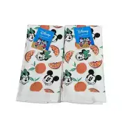 Disney Mickey and Miniie Oranges Kitchen Towels 100% Cotton New!