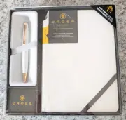 A.T. CALAIS CROSS PEN COMPANY WHITE PEARLESCENT JOURNAL GIFT SET ATO112H
