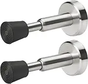 Homotek 2 Pack Spring Door Stoppers, Hydraulic Stainless Steel Wall Door Stops with Rubber Tip, 4 Inch Height Doorstops, Brushed Satin Nickel