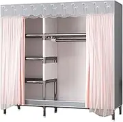 Polyester Fiber Portable Closets with Curtain Large Capacity Portable Wardrobe Storage Closet Stable Wardrobe Closet