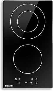 Devanti Ceramic Cooktop, 2 Burners 3 Zones Portable Cooktops Cookware Cooker Super Powerful Electric Stove Hot Plate Home Kitchen Appliances, 3200W Touch Controls 9 Level Power Adjustment Black