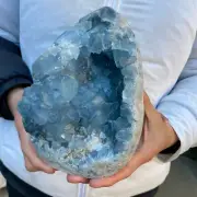 10.9lb Natural Blue Celestite Crystal Geode Quartz Cluster Mineral Specimen