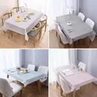 Tablecloth black and white checkered linen kitchen living room coffee table _ke