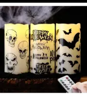 Holloween Flameless Candles Battery Operated with 6 Hour TimerReal Wax Remote