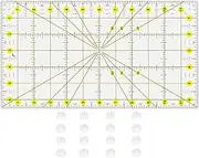 Quilting Ruler 6.5 X 12 Inch - Acrylic Sewing & Crafts Template With Non-Slip Rings - 16 Pieces Transparent Imperial Patchwork Ruler for Quilting Supplies