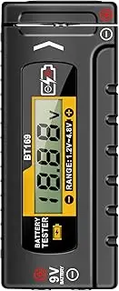 Digital Battery Tester – Compact & Portable Battery Capacity Checker for AA, C, D, 9V, Button Cell & More | Multi-Size Voltage Checker | Easy-to-Read LED Display (No Battery Required)