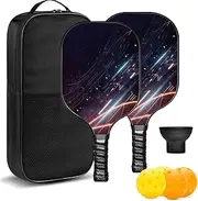 Pickle Ball Set Pickleball Paddles Set of 2 Carbon Fiber Pickleball Paddle Includes 4 Balls, 2 Ball Pickers, 1 Ball Bag Best Gifts for Junior and Professional Pickleball Equipment
