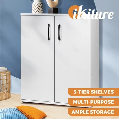 Oikiture Storage Cabinet Bathroom Cabinet Freestanding Cupboard Organiser White