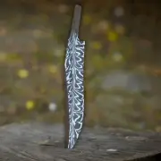 Handmade Damascus Blank Blade feather pattern, knife making, unique blade blank
