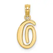 14K Yellow Gold 14Ky Script Letter O Initial Pendant