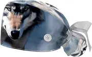 [YTYVAGT] 2-Pc,Gourd-Shaped Working Cap,Fisherman Hat with Buttons and Cotton Sweatband,Animal Wolf Pattern