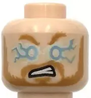 Lego New Light Nougat Minifigure Head Dual Sided Lightning Eyes Angry Open Mouth
