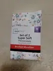 Mainstay Pillowcase KING Size Set of 2 Super Soft Microfiber Floral White