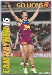 BRISBANE LIONS TEAM PLAYER POSTER,NRL RUGBY,BARGAIN ,CAM RAYNER,1