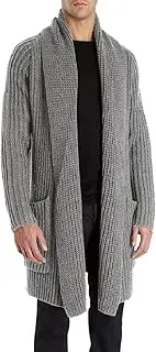 [Runcati] Mens Knitted Cardigan Long Shawl Collar Sweater Autumn Winter Chunky Knit Jacket Open Front Knitwear