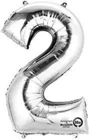 Mayflower Distributing 62914 34 IN. 2 SILVER NUMBER SHAPE BALLOON -PKG