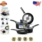 Elegant Black 6-Piece Cookware Set - Non-Stick with Glass Lids & Heat Resistant