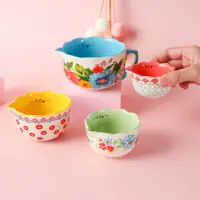 在飛比找樂天市場購物網優惠-高雅女人烘焙量勺創意陶瓷量杯量碗四件套面粉量碗1/2cup田